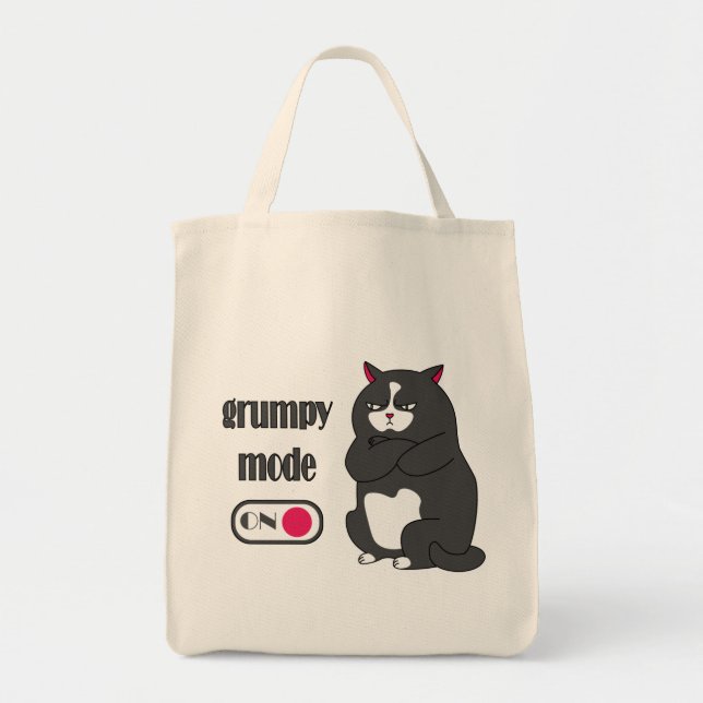 Grumpy mode on funny fat cat  tote bag (Front)