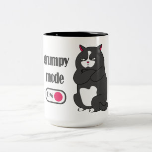 Grumpy mode on funny fat cat Two-Tone coffee mug