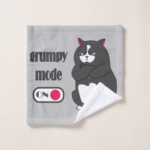 Grumpy mode on funny fat cat wash cloth