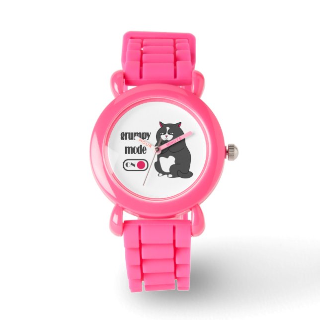 Grumpy mode on funny fat cat  watch (Front)