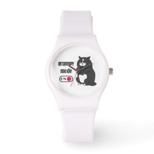 Grumpy mode on funny fat cat watch