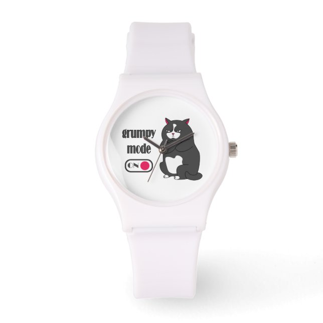 Grumpy mode on funny fat cat watch (Front)