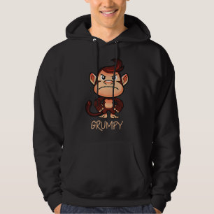 Grumpy Monkey Meme Aesthetic Bad Mood chimpanzee P Hoodie