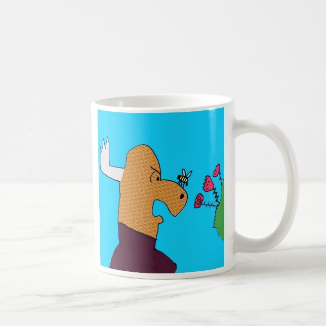 Grumpy Moosie "Smell The roses" Mug (Right)