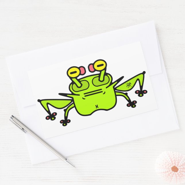 Grumpy odd frog toad v1 rectangular sticker (Envelope)