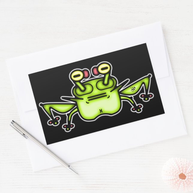 Grumpy odd frog toad v2-1 rectangular sticker (Envelope)