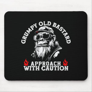 Grumpy Old Approach with Caution Monkey On Back Mouse Mat