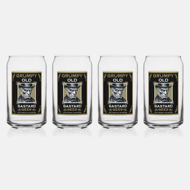 Grumpy Old Bastard Beer Can Glass (Front)