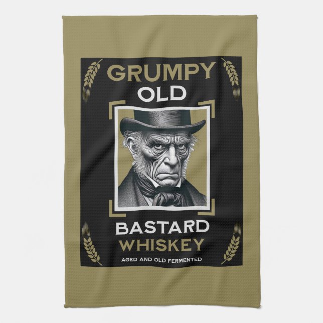 Grumpy Old Bastard Whiskey Tea Towel (Vertical)