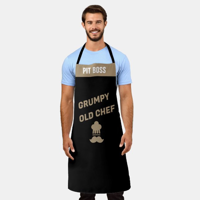 Grumpy Old Chef Humour Custom Personalised Apron (Worn)