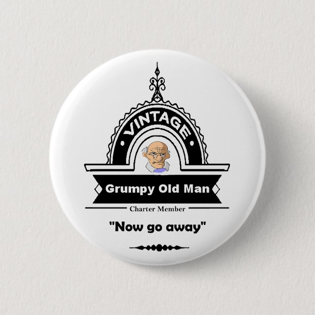 Grumpy Old Man Club Fun "Over the Hill" Birthday 6 Cm Round Badge (Front)