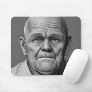 Grumpy Old Man Face Mouse Mat