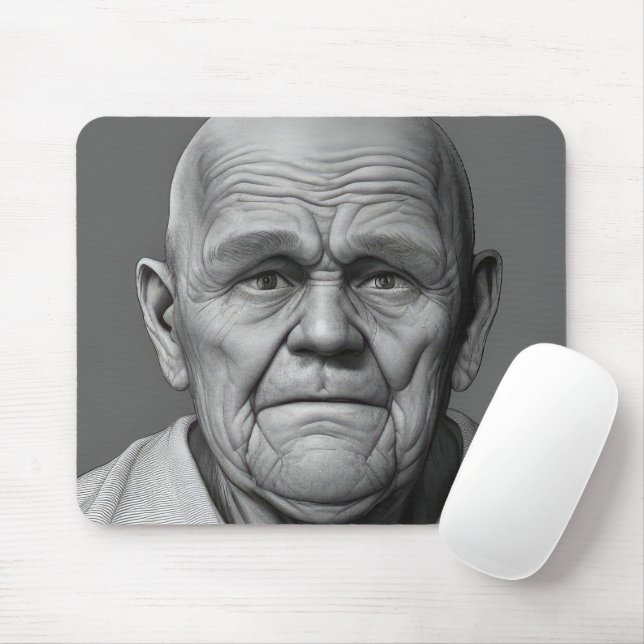 Grumpy Old Man Face  Mouse Mat (With Mouse)