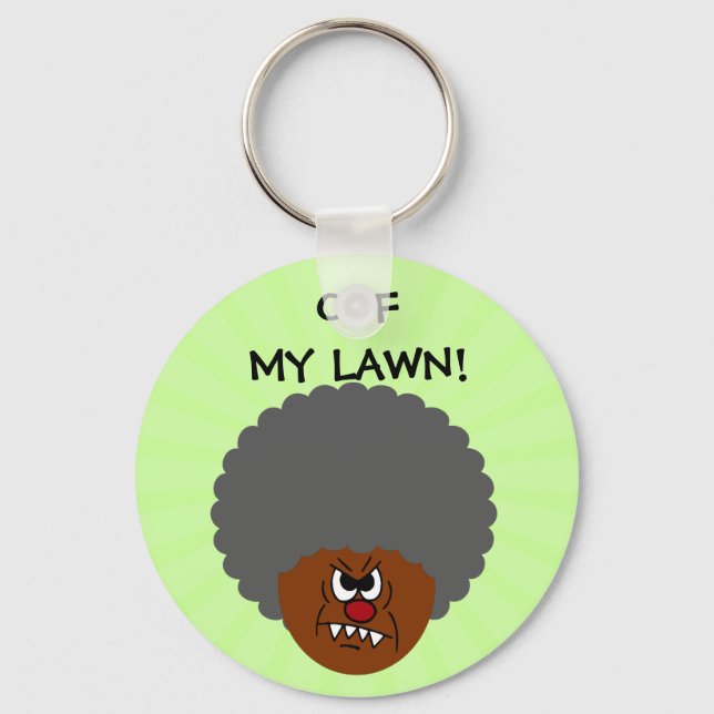 Grumpy Old Man: Hey, you kids get off my lawn! Key Ring (Front)
