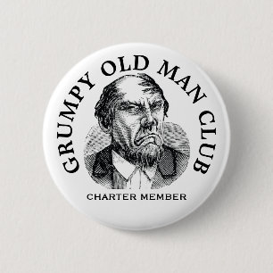 Grumpy Old Man Vintage Button