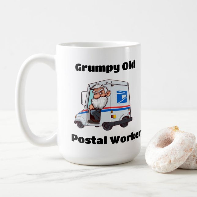 Grumpy Old Postal Worker Coffee Mug (With Donut)