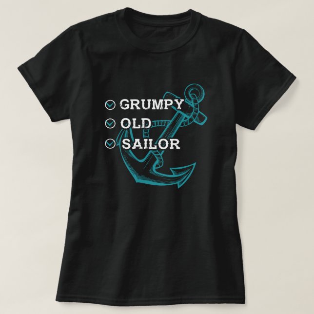 Grumpy Old Sailor Anchor Check T-Shirt (Design Front)