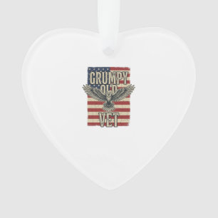 Grumpy Old Vet Patriotic Eagle Flag Shirt Design Ornament