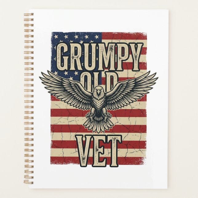 Grumpy Old Vet Patriotic Eagle Flag Shirt Design Planner (Front)