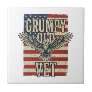 Grumpy Old Vet Patriotic Eagle Flag Shirt Design Tile