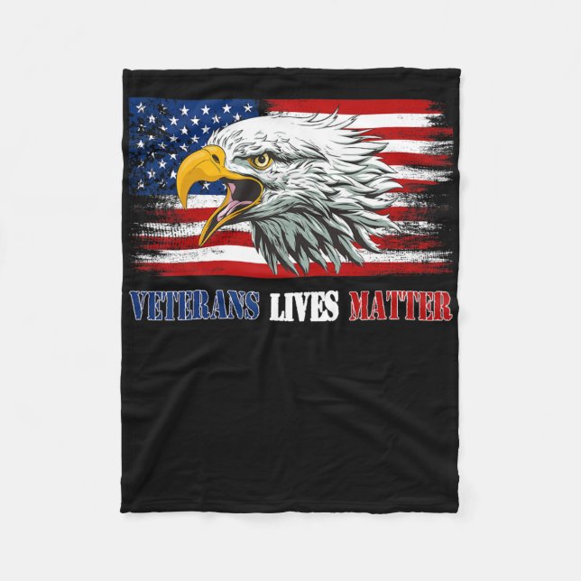Grumpy Old Veteran American Eagle Flag Veterans Li Fleece Blanket (Front)