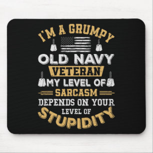 Grumpy Old Veteran Patriotic Funny Military Vetera Mouse Mat