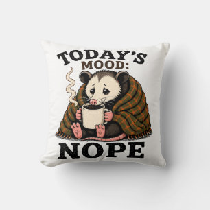 Grumpy Opossum Coffee Funny Morning Design Cushion