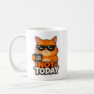 Grumpy Orange Cat Not Today Coffee Mug