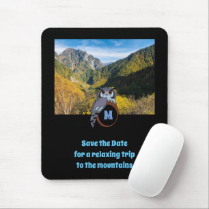 Grumpy Owl Nesting on Monogram Egg Photo Mouse Mat