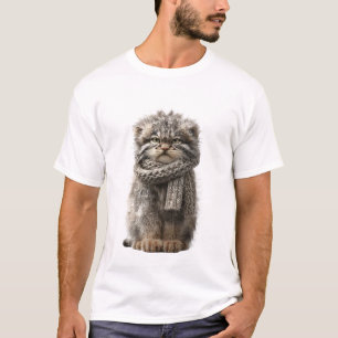 Grumpy Pallas Cat in Knitted Scarf T-Shirt