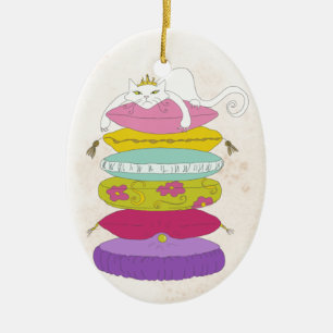 Grumpy princess cat and the pea cartoons ceramic tree decoration