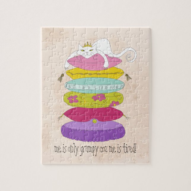 Grumpy princess cat and the pea cartoons jigsaw puzzle (Vertical)