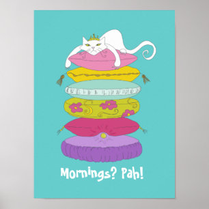 Grumpy princess cat and the pea colourful posters