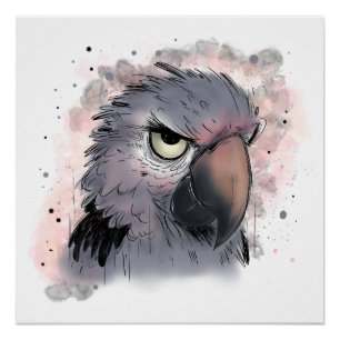 Grumpy Psittacus Parrot Poster
