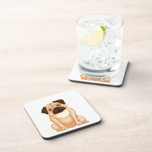 Grumpy Pug Cartoon Coaster
