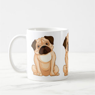 Grumpy Pug Cartoon Coffee Mug