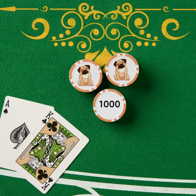Grumpy Pug Cartoon Poker Chips (Poker Table (Stack))