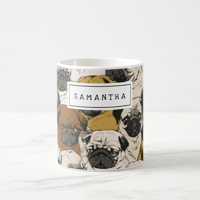 Grumpy Pug Dogs Personalised Coffee Mug (Center)