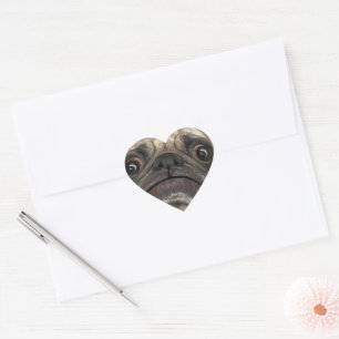 Grumpy Puggy Gifts Heart Sticker