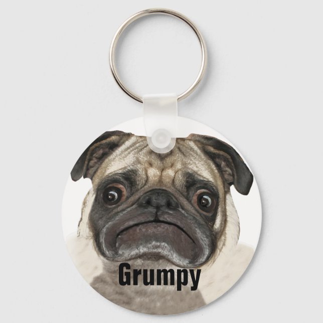 Grumpy Puggy Gifts Key Ring (Front)
