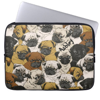 Grumpy Pugs / Funny Cute Pug Dogs Personalised Laptop Sleeve