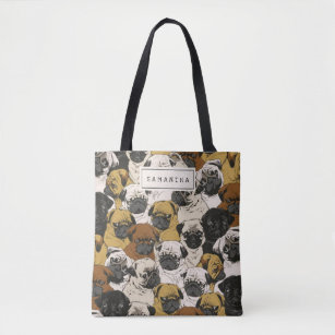 Grumpy Pugs / Funny Cute Pug Dogs Personalised Tote Bag