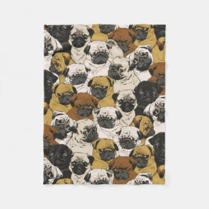 Grumpy Pugs / Funny Cute Pug Dogs Puppies Pattern Fleece Blanket
