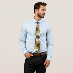 Grumpy Pugs / Funny Cute Pug Dogs Puppies Pattern Tie