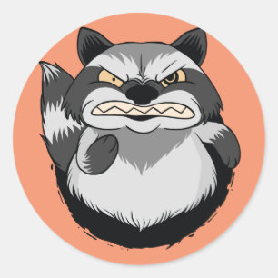 Grumpy Racoon Classic Round Sticker