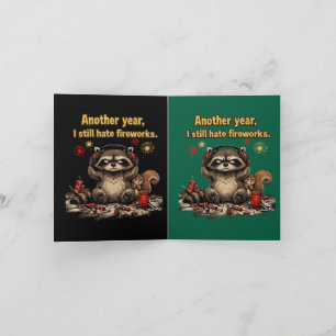 Grumpy Racoon Hate Fireworks Funny 4th of july Card