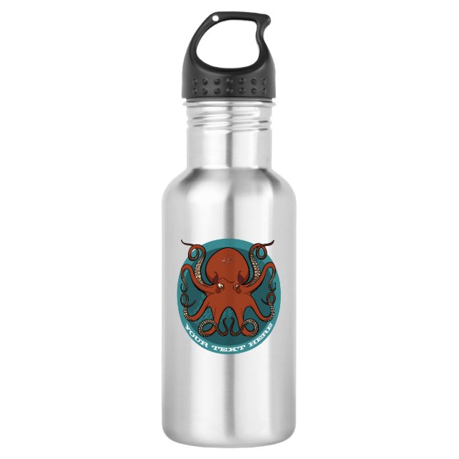 Grumpy Red Octopus Tentacles Cartoon 532 Ml Water Bottle (Front)