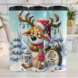 Grumpy Reindeer Needs Coffee Thermal Tumbler