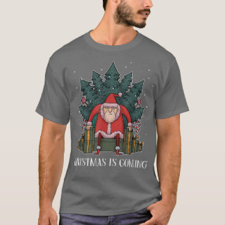 Grumpy Santa Claus Tree Present Throne Funny Chris T-Shirt