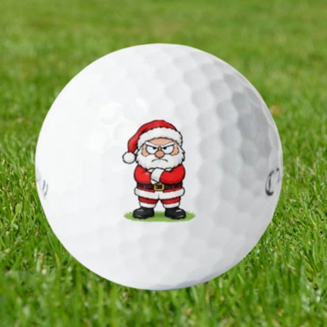 Grumpy Santa, Merry Christmas Golf Balls (Imagine teeing off on Christmas morning and finding Santa himself staring back from your golf ball)